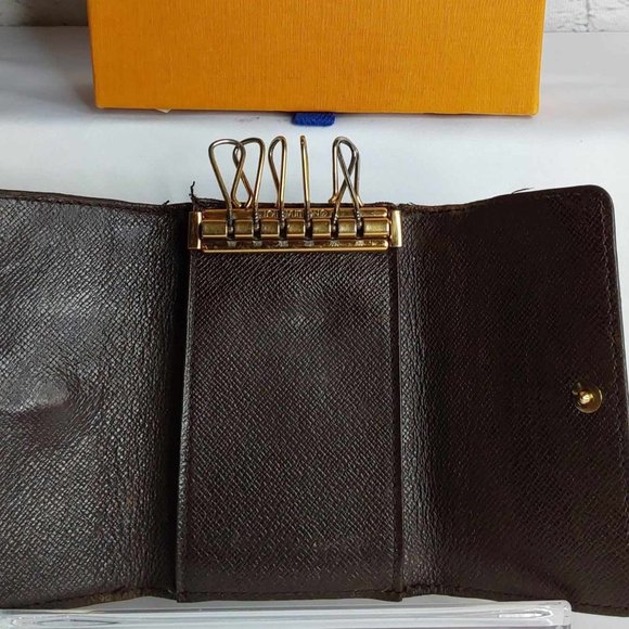 'LOUIS VUITTON' DAMIER 'EBENE'  MONOGRAM 6~RING KEY KEEPER & BOX 2-PIECE SET - Picture 6 of 16